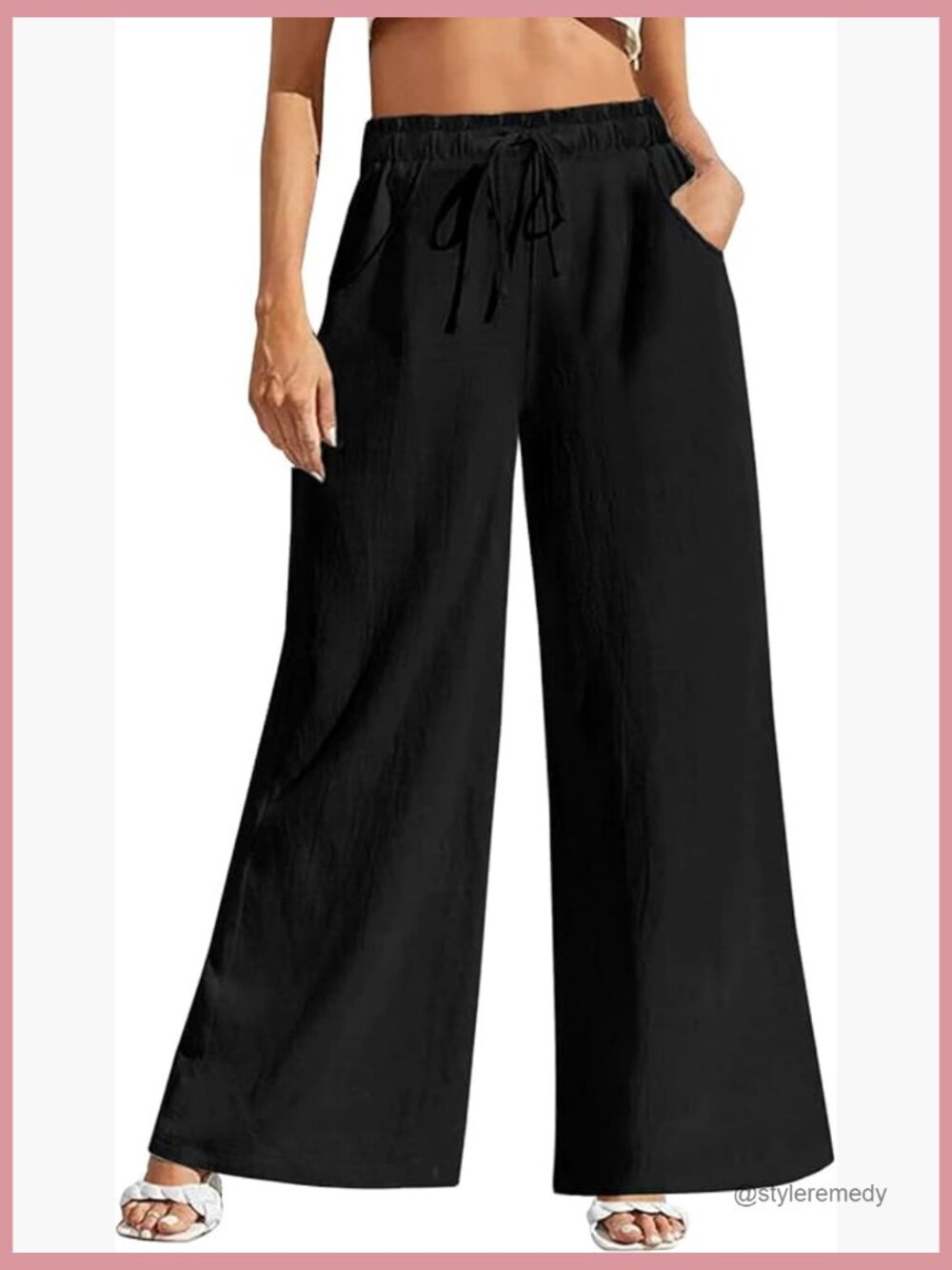 High Waisted Wide Leg Linen Pants with Pockets